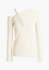 Nicholas - Paloma cutout chain-embellished ribbed-knit top - Neutral - S