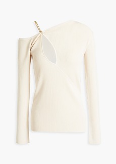 Nicholas - Paloma cutout chain-embellished ribbed-knit top - Neutral - S
