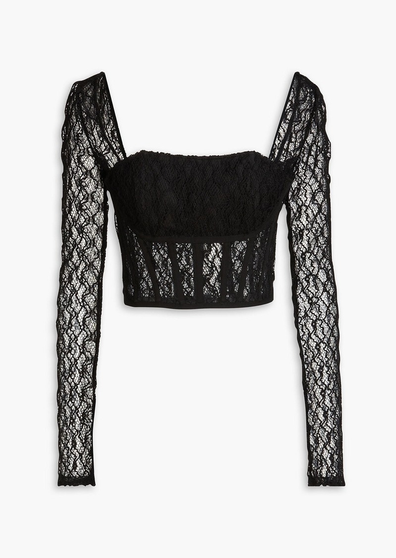 Nicholas - Petina cropped cotton-blend lace top - Black - US 4