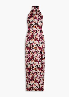 Nicholas - Ramina floral-print silk-satin crepe halterneck gown - Burgundy - US 0