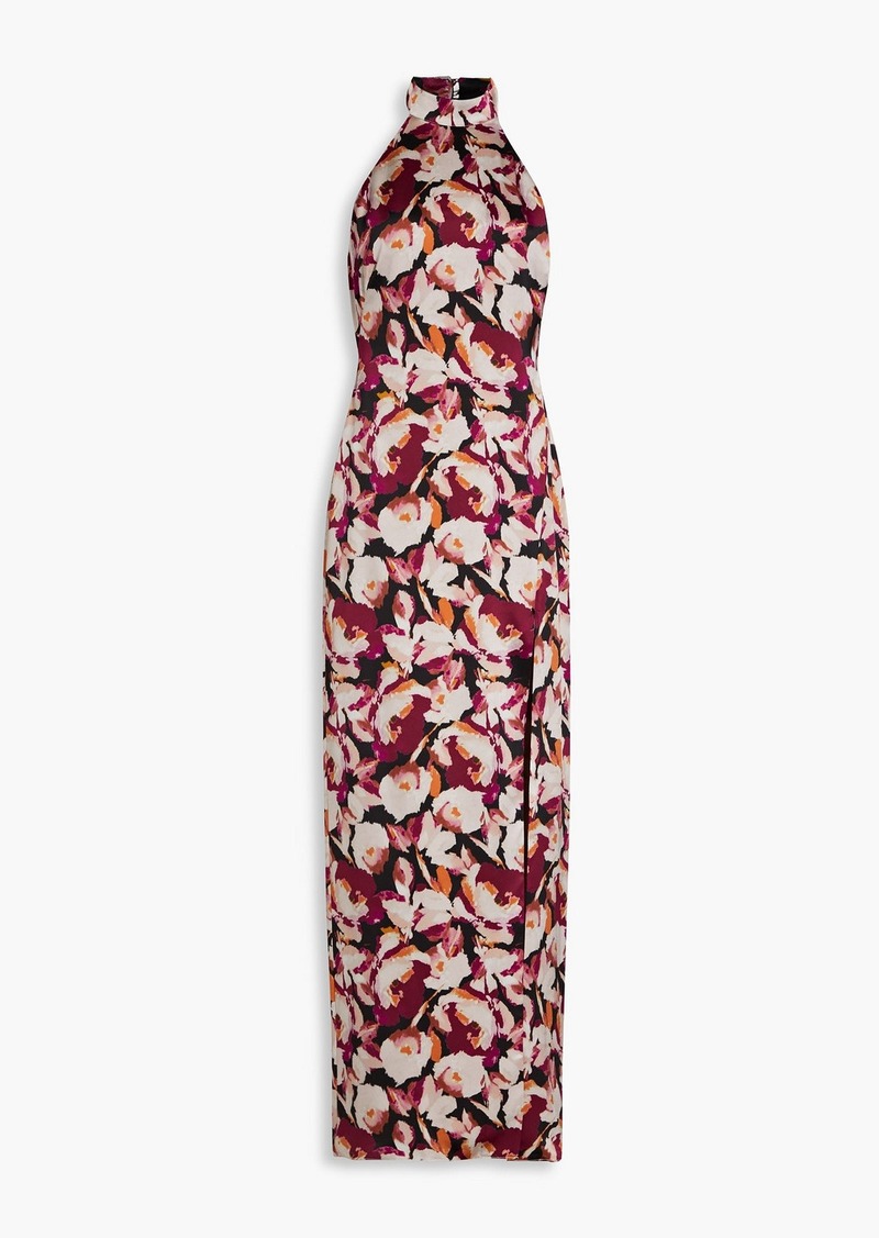 Nicholas - Ramina floral-print silk-satin crepe halterneck gown - Burgundy - US 0