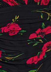 Nicholas - Karis ruched floral-print chiffon top - Black - US 4
