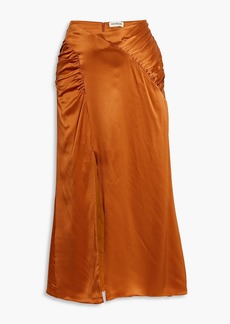 Nicholas - Aida ruched silk-satin-crepe midi skirt - Orange - US 0