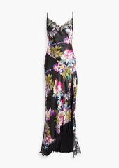 Nicholas - Sage hammered floral-print silk-satin dress - Black - US 2
