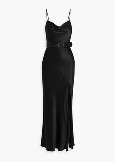 Nicholas - Simone belted silk-satin maxi dress - Black - US 8