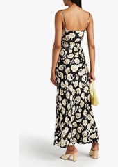 Nicholas - Simone belted floral-print silk-satin maxi dress - Black - US 6