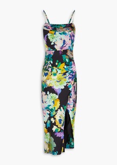Nicholas - Skyler draped floral-print silk-satin midi dress - Black - US 0