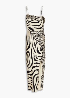Nicholas - Skyler zebra-print silk-satin midi dress - White - US 8