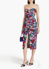 Nicholas - Sorin strapless floral-print stretch-mesh midi dress - Purple - US 4