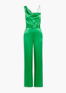 Nicholas - Vera draped silk-satin wide-leg jumpsuit - Green - US 0