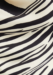 Nicholas - Zariyah cropped zebra-print silk-satin halterneck top - White - US 2