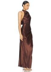 NICHOLAS Galilea High Neck Gold Trim Maxi Dress