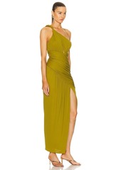 NICHOLAS Nala Draped Asymmetrical Midi Dress