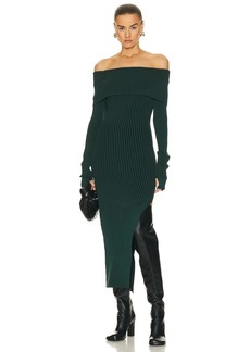 NICHOLAS Nita Plaited Off Shoulder Midi Dress