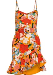Nicholas Woman Arielle Ruffled Floral-print Cotton-blend Twill Mini Dress Bright Orange