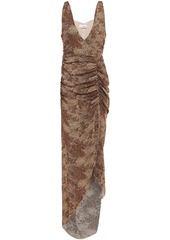 Nicholas Woman Asymmetric Ruched Leopard-print Silk-crepe Dress Animal Print