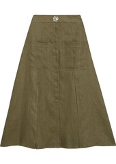 Nicholas Woman Masala Linen Midi Skirt Army Green