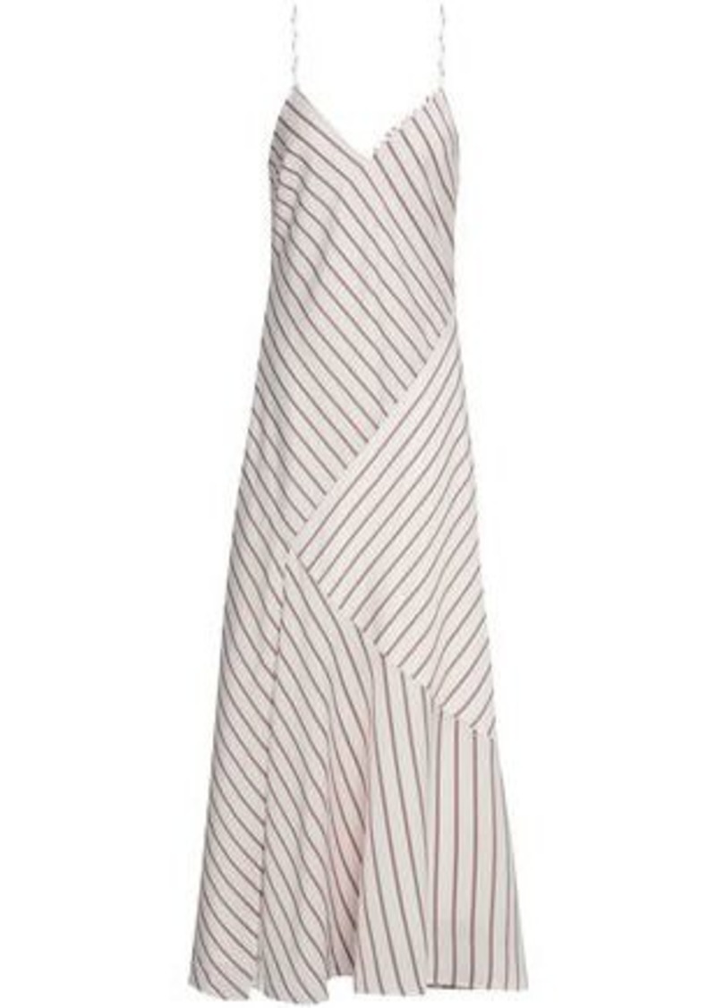Nicholas Woman Paneled Striped Satin-crepe Maxi Slip Dress White
