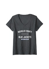 Womens Nicholas County Blue Jackets Carlisle Kentucky 2025 V-Neck T-Shirt