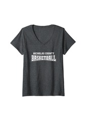 Womens Nicholas County High School Basketball Warp HS V-Neck T-Shirt