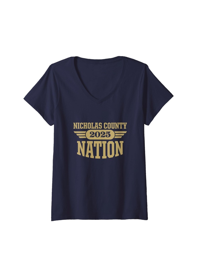 Womens Nicholas County High School Nation 2025 HS V-Neck T-Shirt