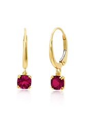 Nicole Miller 10k White or Yellow Gold Cushion Cut 5mm Gemstone Dangle Lever Back Earrings with Push Backs