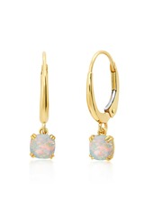 Nicole Miller 10k White or Yellow Gold Cushion Cut 5mm Gemstone Dangle Lever Back Earrings with Push Backs