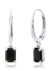 Nicole Miller 10k White or Yellow Gold Emerald Cut 6x4mm Gemstone Dangle Lever Back Earrings with Push Backs