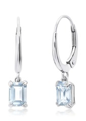 Nicole Miller 10k White or Yellow Gold Emerald Cut 6x4mm Gemstone Dangle Lever Back Earrings with Push Backs