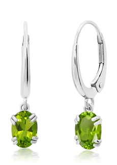 Nicole Miller 10k White or Yellow Gold Oval Cut 6x4mm Gemstone Dangle Lever Back Earrings for Women with Push Backs