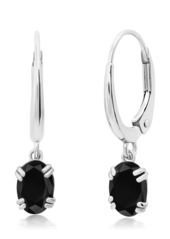 Nicole Miller 10k White or Yellow Gold Oval Cut 6x4mm Gemstone Dangle Lever Back Earrings for Women with Push Backs