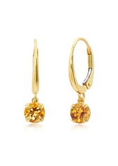 Nicole Miller 10k White or Yellow Gold Round Cut 5mm Gemstone Dangle Lever Back Earrings with Push Backs