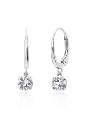Nicole Miller 10k White or Yellow Gold Round Cut 5mm Gemstone Dangle Lever Back Earrings with Push Backs
