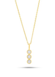 Nicole Miller 14k White or Yellow Gold 3 Stone Pendant Necklace with Cubic Zirconia and 18 Inch Adjustable Chain