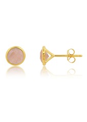 Nicole Miller 14k Yellow Gold Plated Round Cut 6mm Gemstone Bezel Set Stud Earrings with Push Backs