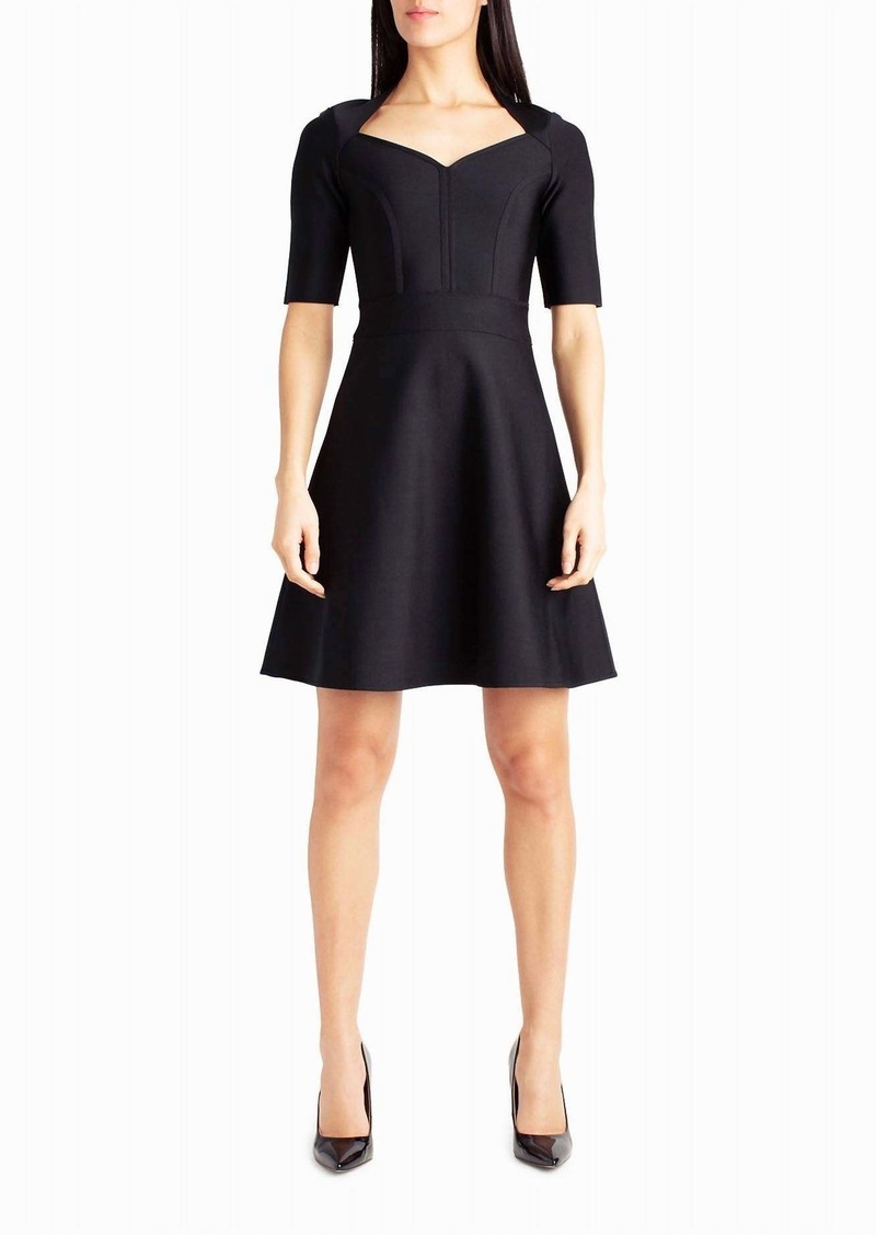 Nicole Miller Alice Short Sleeve A-Line Dress In Very Black