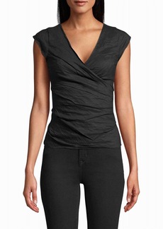 Nicole Miller Cotton Metal Logan Top In Black