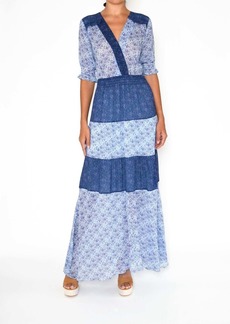 Nicole Miller Ditsy Floral Maxi Dress In Blue Combo