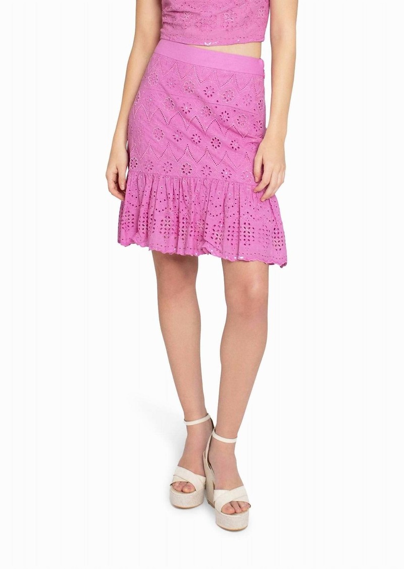 Nicole Miller Embellished Eyelet Mini Skirt In Lilac