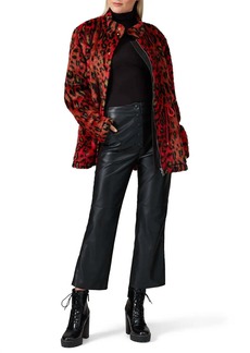 Nicole Miller Faux Fur Anorak Coat In Red