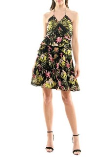 Nicole Miller Floral Mini Halter Dress