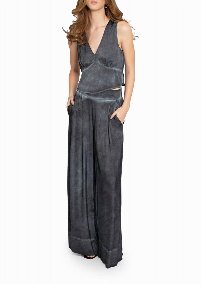 Nicole Miller Garment Dyed Silk Wide Leg Pant In Black