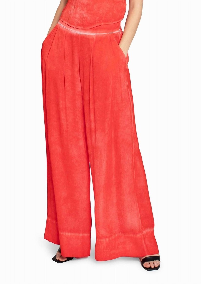 Nicole Miller Garment Dyed Silk Wide Leg Pant In Poppy