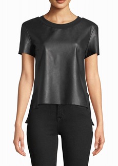 Nicole Miller Leather T-Shirt In Black