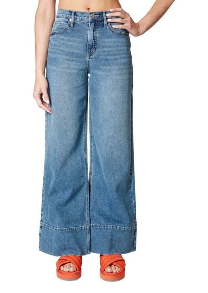 Nicole Miller Mid Rise Faded Wide Leg Jeans