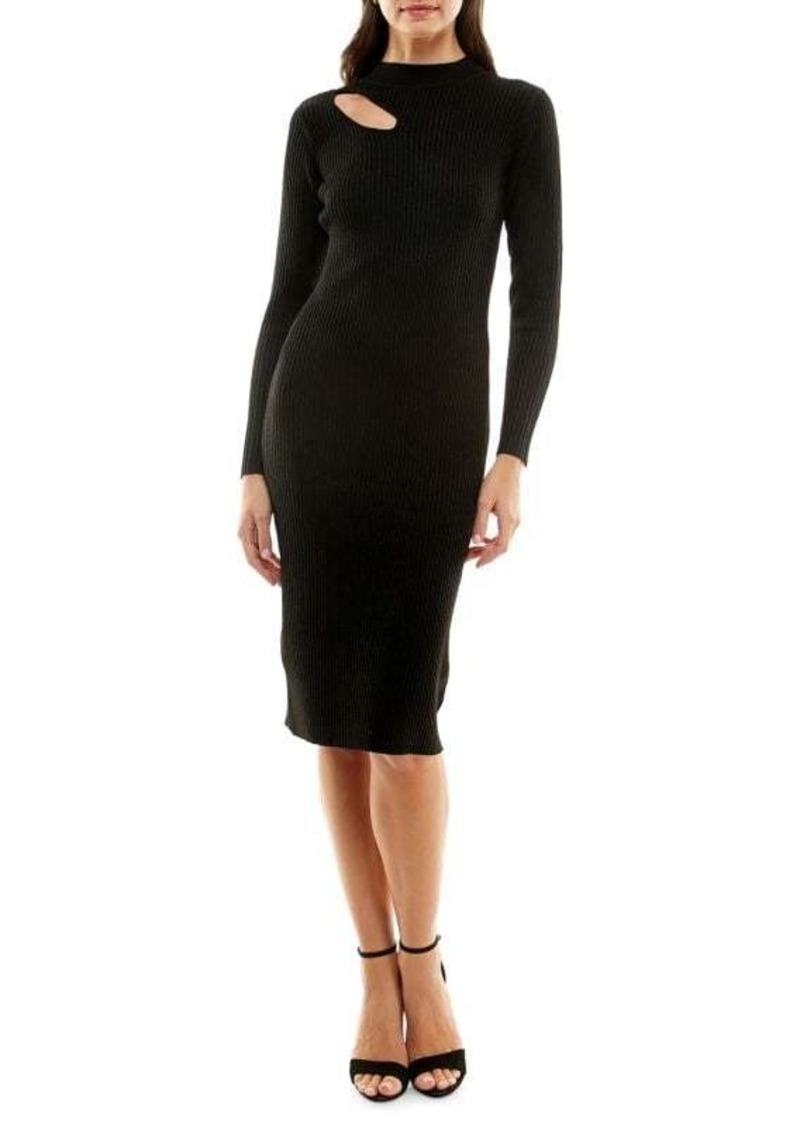 Nicole Miller Mockneck Ribbed Sweater Dress