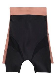 Nicole Miller 2-Pack Assorted High Waist Shaping Shorts in Cafe Latte/Black at Nordstrom Rack