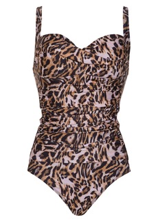 Nicole Miller Bandeau One-Piece Swimsuit in Leopardd Print at Nordstrom Rack