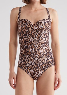 Nicole Miller Bandeau One-Piece Swimsuit in Leopardd Print at Nordstrom Rack