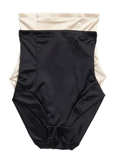 Nicole Miller Micro 2-Pack Assorted High Waist Shaping Briefs in Dune Dust/Black at Nordstrom Rack